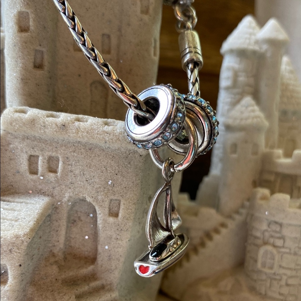 Brighton’s Silver Sailboat Charm & 2 blue crystal spacer beads